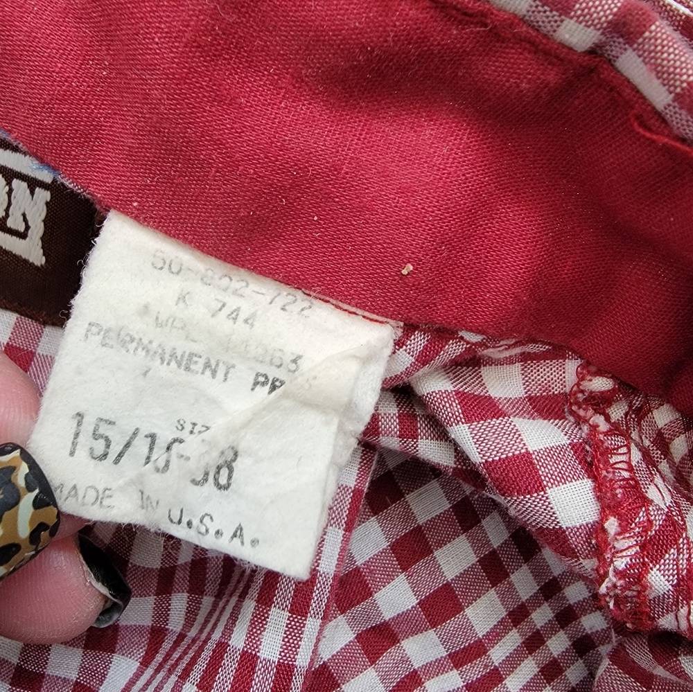 Vintage 80s Fenton Red Plaid Western Button Down Women's Shirt Size 15/16 - Picture 5 of 14